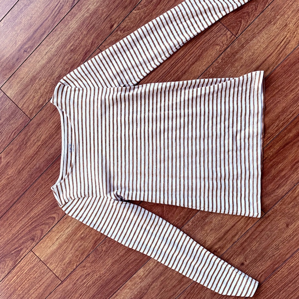 JCrew Gold Stripe Painters Tee